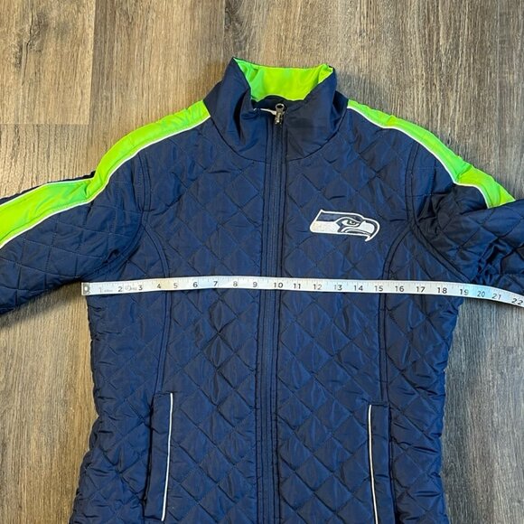 NFL Team Apparel Women's Seattle Seahawks Blue Long Sleeve Quilted Jacket Medium - Picture 7 of 12